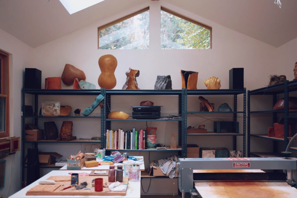 West wall of ceramics studio