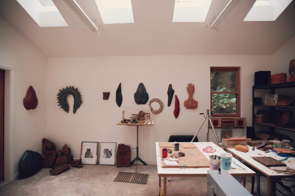 South wall of ceramics studio